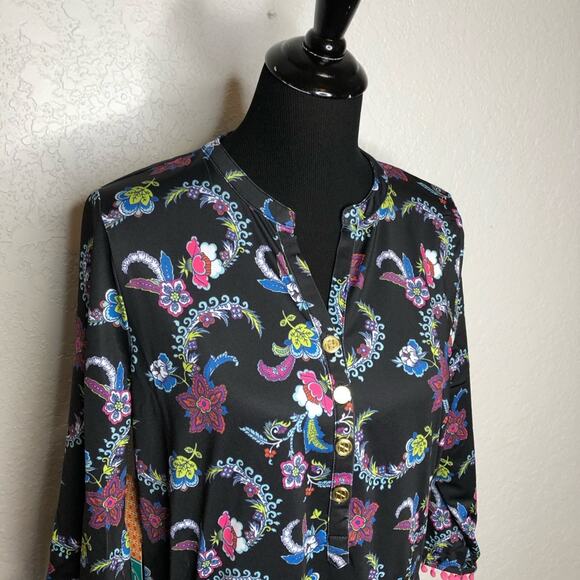 Tracy Negoshian Tiana Black Paisley floral shift dress size Medium NWT - Picture 2 of 16